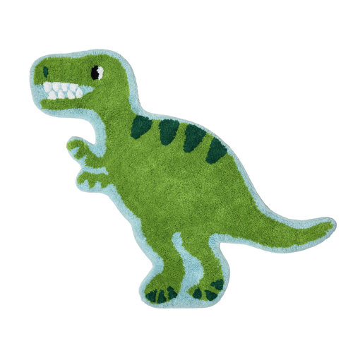 Sass and Belle Roarsome Dinosaur TRex Cotton Green Rug Wayfair.co.uk